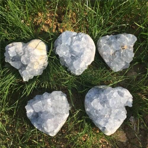 Pretty! 1pcs 100% natural blue crystal heart geode beautiful celestine geode healing crystals as gift home & wedding decoration