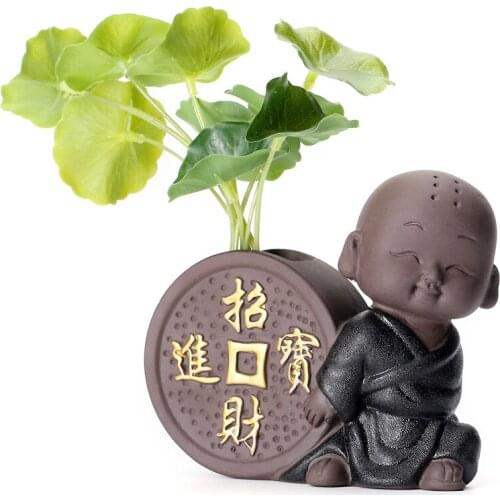 Creative Cute Little Monk Tea Pet Tea Table Water Raising Flower Arrangement Ceramic Container Kung Fu Tea Set Ornaments