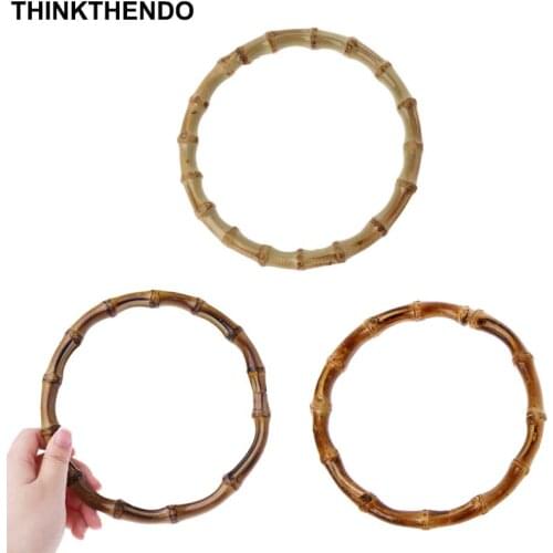 1 Pcs DIY Round Bamboo Bag Handle Replacement for Purse Making Handbag Shopping Tote 13cm 15cm