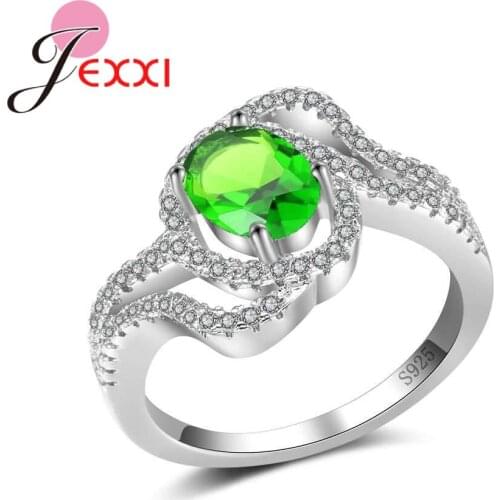 Fashion Wedding Jewelry Women Bride Ring Paved High Quality Austrian Crystals 925 Sterling Silver Bague Femme Accessories