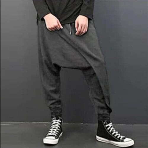 2021 Men Vintage Casual Loose Skirt Pants Men Japanese Streetwear Hip Hop Gothic Punk Trousers Male Harajuku Harem Pants