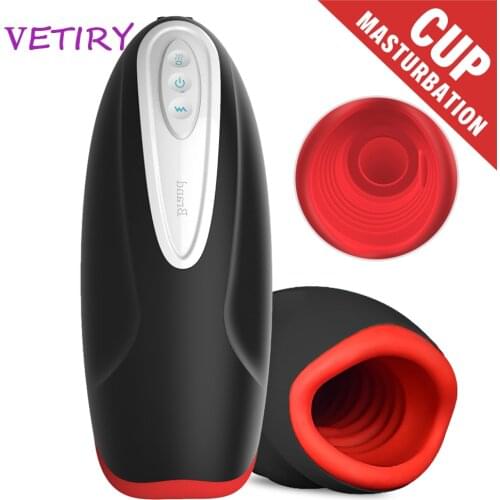 Male Masturbator Vibrator Automatic Blowjob Mouth Masturbation Cup Penis Delay Trainer Heating Sucking Oral Stimulator Machine