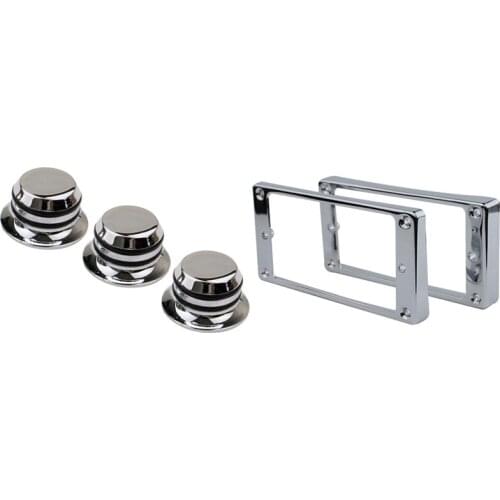 3Pcs Guitar Metal Top Hat Tone Tuning Knobs & 2 Pcs Pickup Mounting Ring Kit-Pickup Cover Replacement Parts