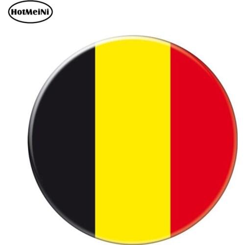 HotMeiNi 13cm x 13cm Auto Moto Bike Suitcase Laptop Flag Round Belgium Decal Reflective Car Sticker Waterproof 3D Car Styling