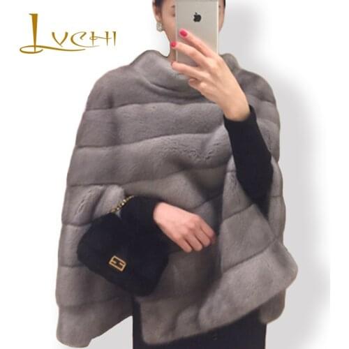 LVCHI Brand 2019 New Genuine Fur Womens Jacket Real Fur Coats Short pants mink shawl cloak jacket Leather Patchwork Mink Coat