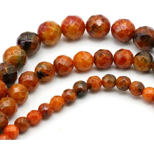Orange faceted turkey Turkey Stone 6/8/10mm dimension optional round loose beads 15" DIY women jewelry making design