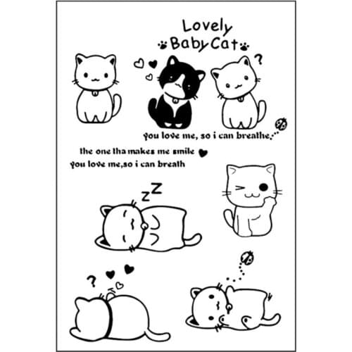 Couple Little Cat Transparent Clear Silicone Stamp Seal For DIY Scrapbooking Album Decorative Clear Stamp Office School Supplies