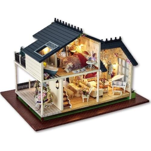 DIY assemble House PROVENCE Miniature Wooden Building Model Dollhouse Furniture Model Toys Christmas Brithday Gift