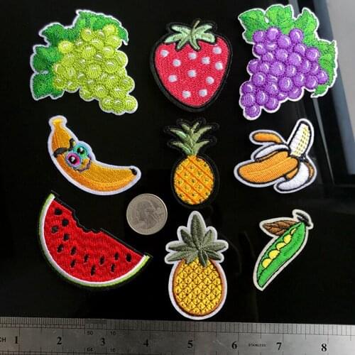 Sweet Corn Strawberry Vegetable Furit Patch Food Badges Iron On Sewing Embroidered Applique Clothes Shoe DIY Patches Stickers