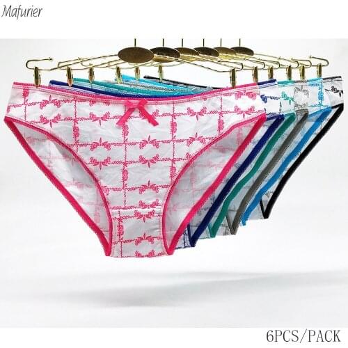 Mafurier Free Shipping Women New Style Sexy Underwear Female Cotton Panties Lady Soft Briefs Print Knickers For Women 6Pcs/Lot