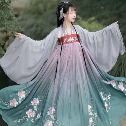 Embroidered Chinese Traditional Ancient Elegant Hanfu Dress Female Tang Dynasty Fairy Princess Dance Costume Oriental Cosplay