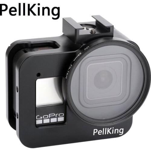PellKing Aluminum Alloy Protective Case for GoPro Hero 8 Black Metal Case Frame Cage + UV Lens Filter for Go Pro 8 Accessession