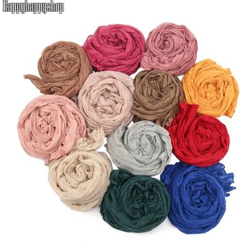 New Arrival Crinkle Pleated Long Scarf Muslim Islamic Headwear Women Turban Hijab Headband Wraps Spring Summer Big Shawls