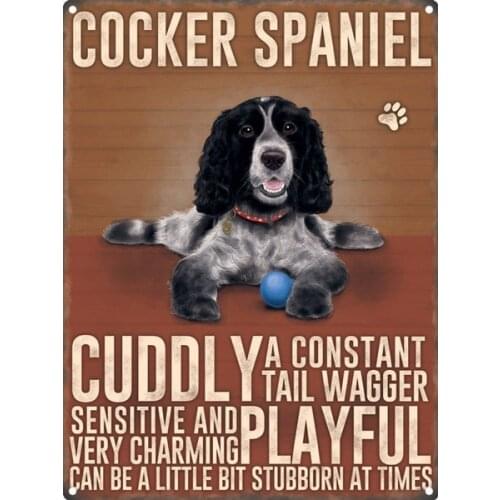 Cocker Spaniel Tin Sign Home Decor Vintage Tin Signs Pub Vintage Decorative Plates Metal Wall Art Hot