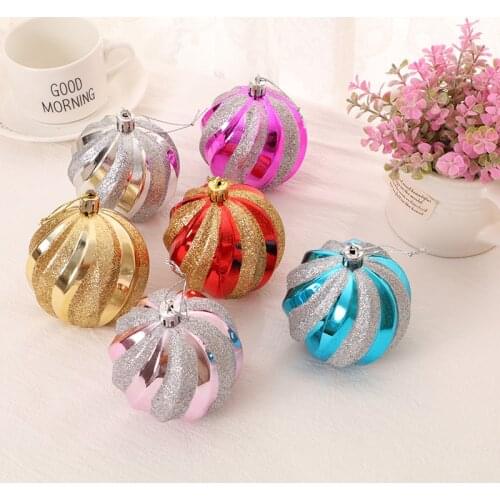 12Pcs/Box 5 Colors 6CM Glitter Christmas Balls Baubles Xmas Tree Ornament Christmas Decor