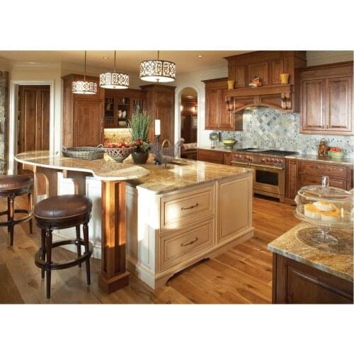 2020 traditional solid wood kitchen furnitures solid timber kitchen cabinets TK214