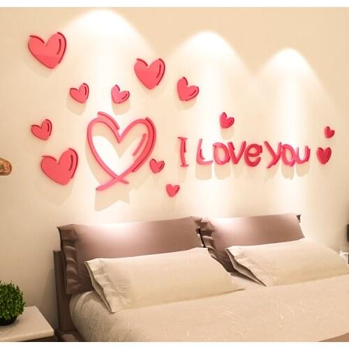 3D three-dimensional wall stickers warm bedroom bedside living room layout wall stickers wedding room decorations