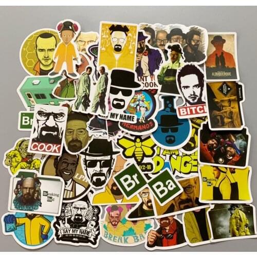 50Pcs/Pack Hot TV Show Breaking Bad Sticker Flakes for Laptop Cars Motorcycles Furniture Fridge Guitar Luggage Skateboards Lable