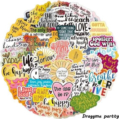 50 Pcs Colored Inspirational Classical Motivational Words Waterproof Stickers For Luggage Fridge Phone Car Cup Laptop Scrapbook