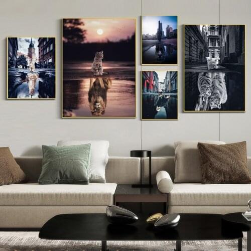 African Lions Minimalist Posters and Prints Tiger Cat Canvas Paintings on the Wall Art Animals Pictures Home Decoration Cuadros