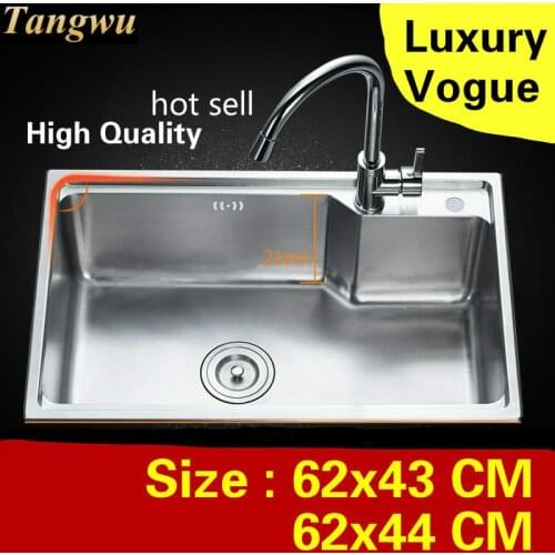 Free shipping Apartment do the dishes kitchen single trough sink high quality 304 stainless steel hot sell luxury 62x43/62x44 CM