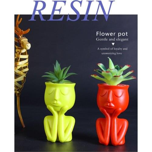 Succulent Bonsai Small Pot Imitation Humanoid Resin Flower Vase Landscape Decor Vase Plant Pot Crafts Desktop Home Decor