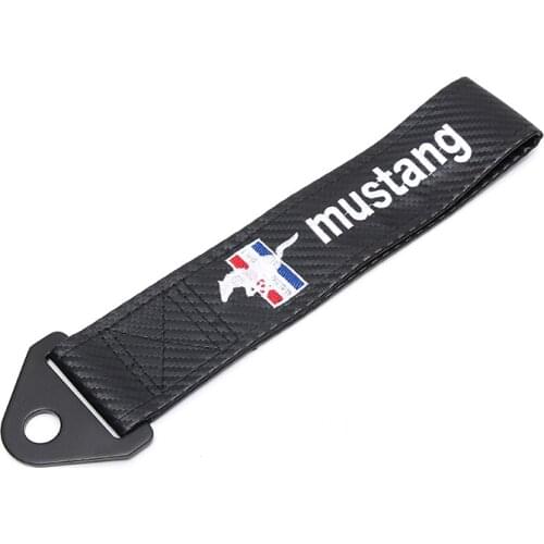 Carbon fiber cloth Trailer Tow Rope Belt for MUSTANG emblem Car Front bumper RACING decoration for Ford Mustang accessories