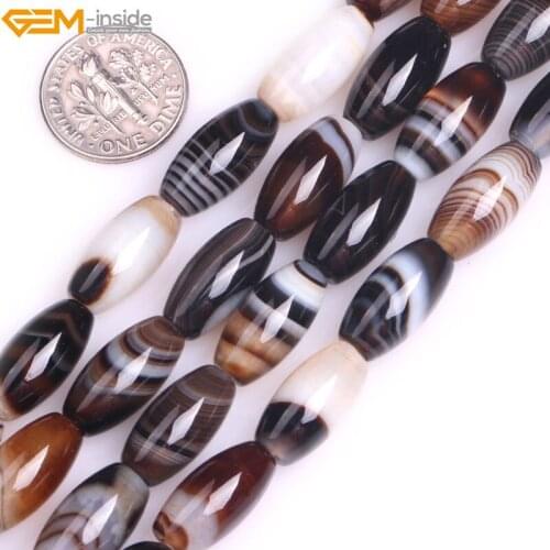 Gem-inside 8x16mm Natural Oval Olivary Botswana Agate Stone Beads For Jewelry Making Beads 15" DIY Jewellery Christmas Gift