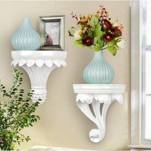 European Home Decorative Wall Hanging Resin Shelf Vase 3D Wall Rack Holder Livingroom Mural Decor Crafts Bathroom Shelf Storage