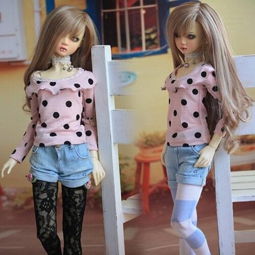 D03-P408 children toy BJD DD SD MSD 1/6 1/4 1/3 dolls clothes pink Lotus leaf collar top 1pcs
