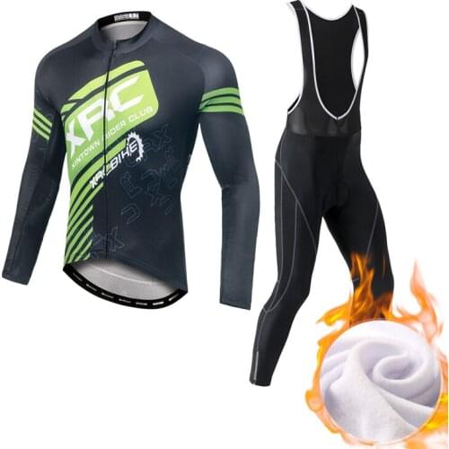 YOCENE Polyester Long Fleece Bib Bicycle Clothing Ciclismo Racing Winter Jersey