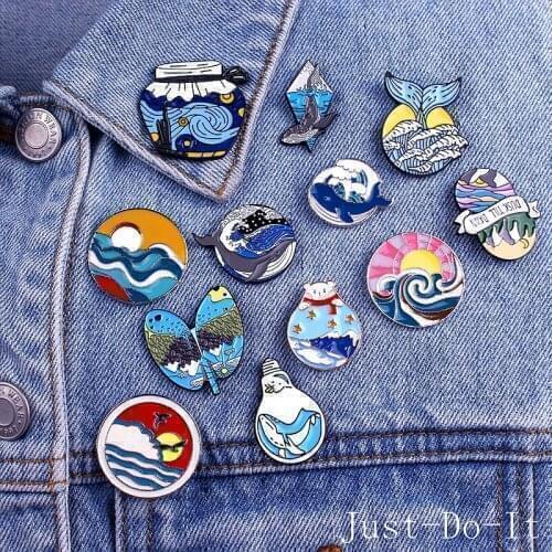 The Starry Night Wildness Enamel Pin Custom Van Gogh Oil Painting Brooch for Shirt Lapel Bag Art Badge Lapel Pin for men women