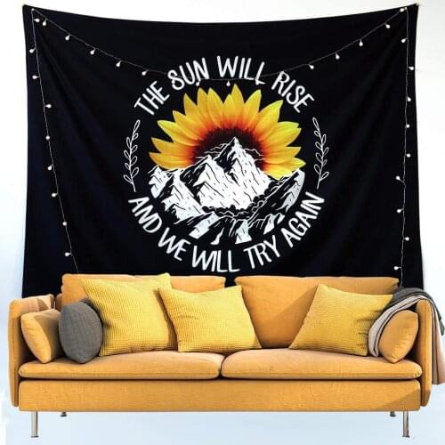 Sunflowers Wall Tapestry Floral Yellow Flower Starry Sky Art Wall Hanging Large Tapestry with Quotes for Girl Dorm Bedroom Decor