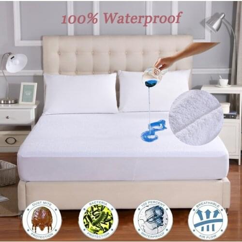 IRoyal 150X200CM Cotton Terry Mattress Protector Elastic Bed Sheet Waterproof Bed Cover For Foam Matress Cover Bed Protector