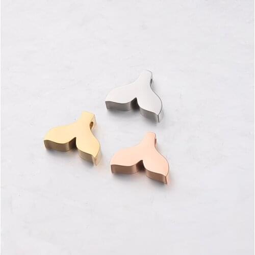 Stainless Steel Fishtail Charms Pendants Fashion Accessories Components Mermaid Necklace Bracelet Space Beads DIY Jewelry Making