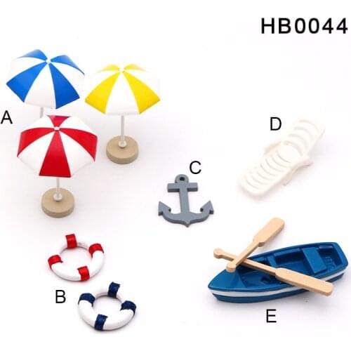 Pastoral Style Mini Artificial Sunshade Beach Chair Bench Micro Fairy Garden Miniature Doll House DIY Ornament DIY Accessories