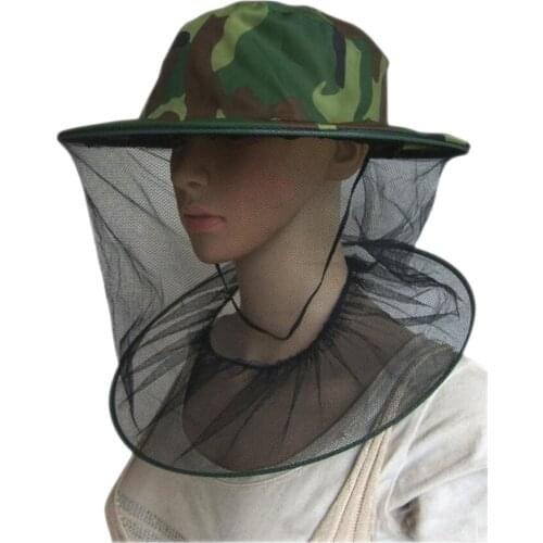 Camouflage Beekeeping Fishing Hat Insects Mosquito Net Prevention Caps Mesh Fishing Cap Mask Outdoor Sunshade Neck Head Cover