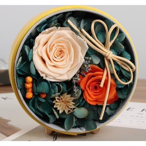 Preserved Fresh Rose Beauty and The Beast Eternal Flowers Jewelry Box Angel Cover Wedding Valentine Gifts Home Decor Christmas