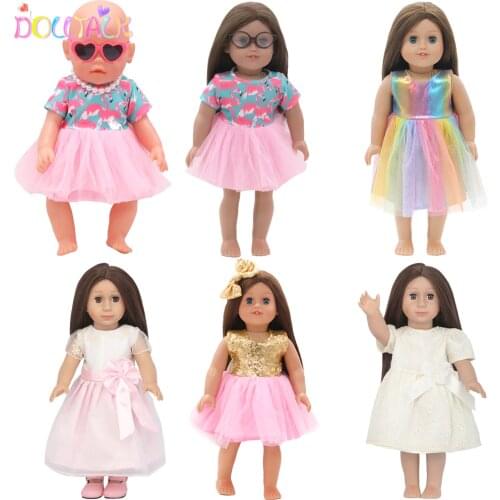 Doll Flamingo Summer Clothes 15 Styles Skirt Dress Accessories Fit 18 Inch American&43 Cm Baby New Born Doll Generation Gifts
