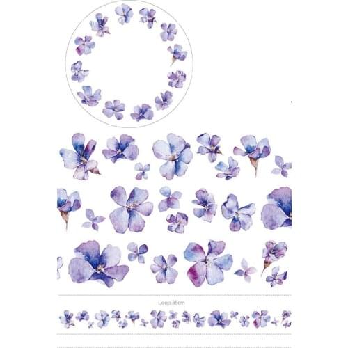 3cmx2m Purple Floral Masking Tape Planner Journal Flower Decoration Beautiful Sticker Petal