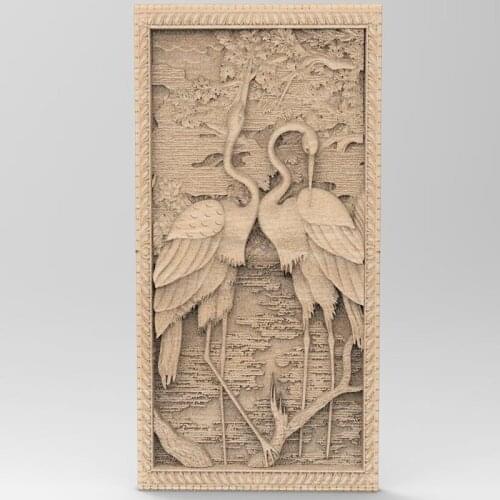 Red-crowned crane 3D model relief STL model for CNC Router carving engraving artcam aspire home decoration painting