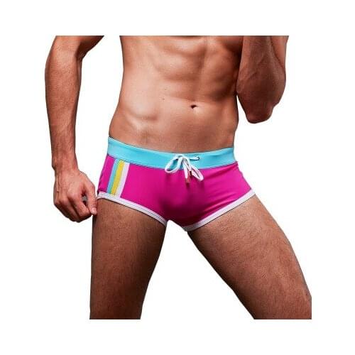 Mens Patchwork Briefs Quick Dry Bathing Suit Low Waist Swim Trunks Boxer Swimsuit Sexy Gay Swimwear Summer Beachwear