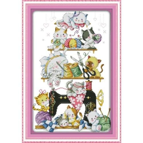 The Kitten Beside The Sewing Machine Print Pattern Cross Stitch Kit Counting Patterns Dmc Embroidery All for Knitting Home Decor