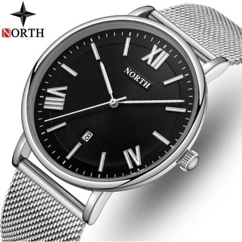 NORTH Men Watches Top Brand Luxury Fashion Sport Quartz Watch Men Simple Stainless Steel WaterproofWatch Clock Relogio Masculino