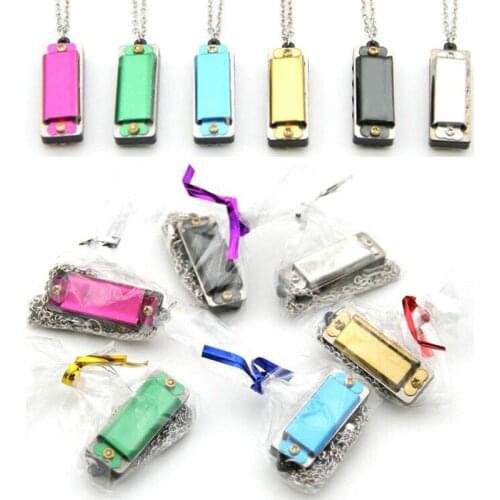 New Mini Necklace 4 Hole 8-tone Harmonica Can Blow Songs Children Musical Instruments Toys
