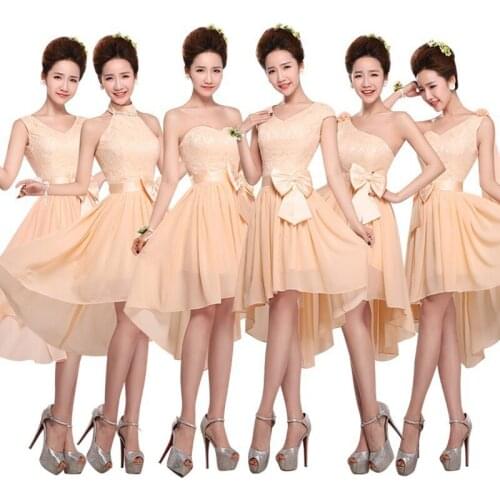 Bridesmaid dress knee length short formal party chiffon blue purple bridesmaid dress shawls 2017 new