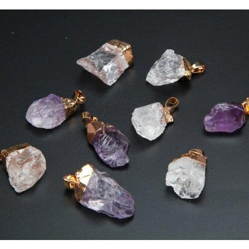 2PCS Natural Stone Irregular Crystal Pendants Findings Charms for Jewelry Making Necklaces Supplies DIY Accessories