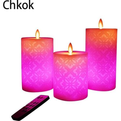 3-piece remote control flameless candle light, party wedding birthday bar paraffin decorative light