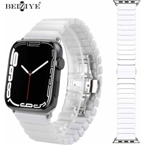 Ceramics Strap For Apple Watch 38mm 42mm Stainless steel buckle link bracelet For iWatch 40mm 44mm SE 6 5 4 3 Replacement Strap