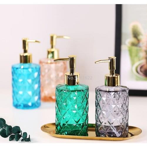 Nordic Lotion RetroDark Green Glass Hand Sanitizer Press Bottle Home Hotel Bathroom Bump Texture Hand Sanitizer ShowerGel Bottle